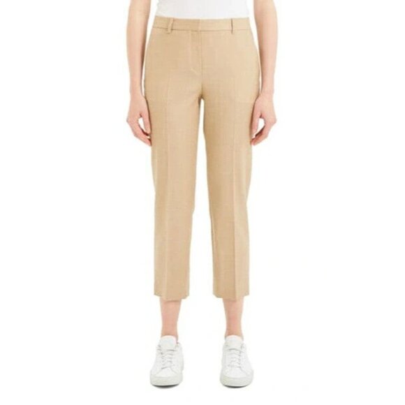 NWT THEORY Tailor Trouser C in Light Camel Melange Sleek Flannel Crop Pants 16 - Picture 10 of 10